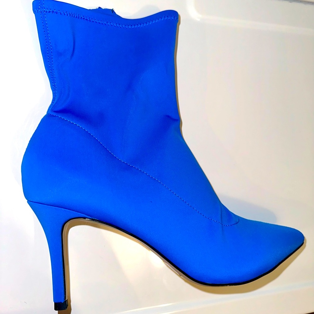 Eloquii Neoprene Ankle Boots-cobalt blue